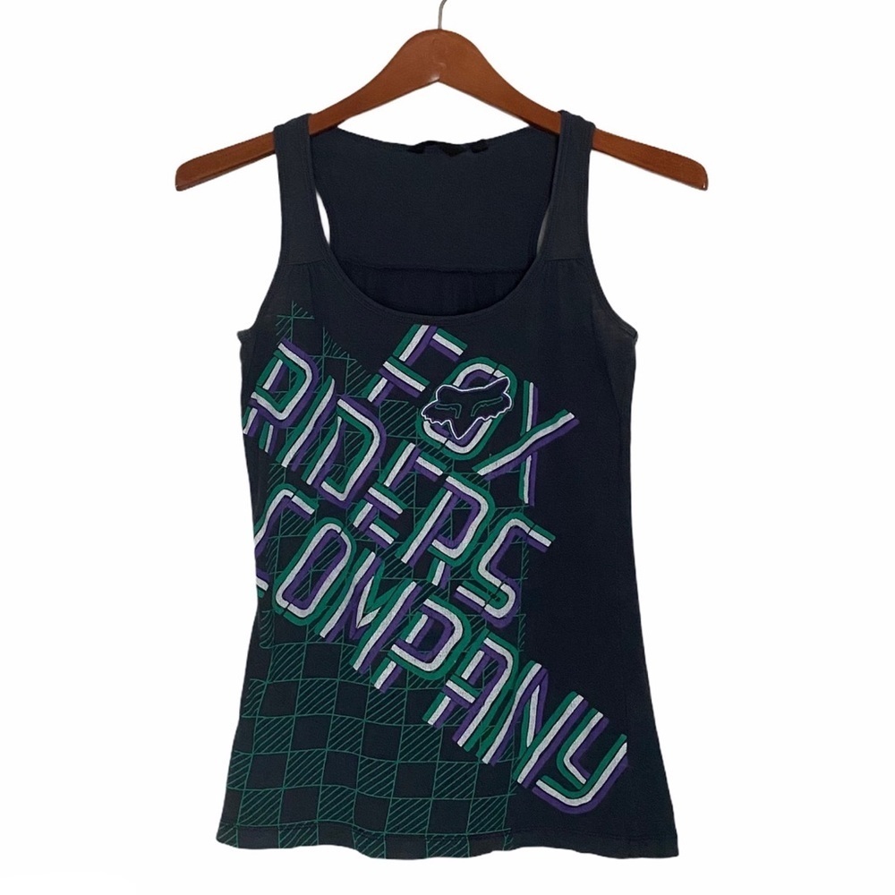 Fox racer back graphic tank top gray x small